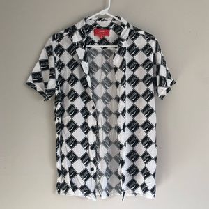 Men’s Black & White Checkered Coca-Cola button-up